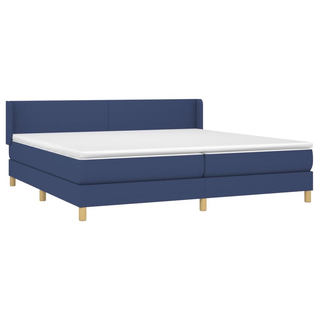 atsperu gultas rāmis ar matraci, zils audums, 200x200 cm | Stepinfit.lv