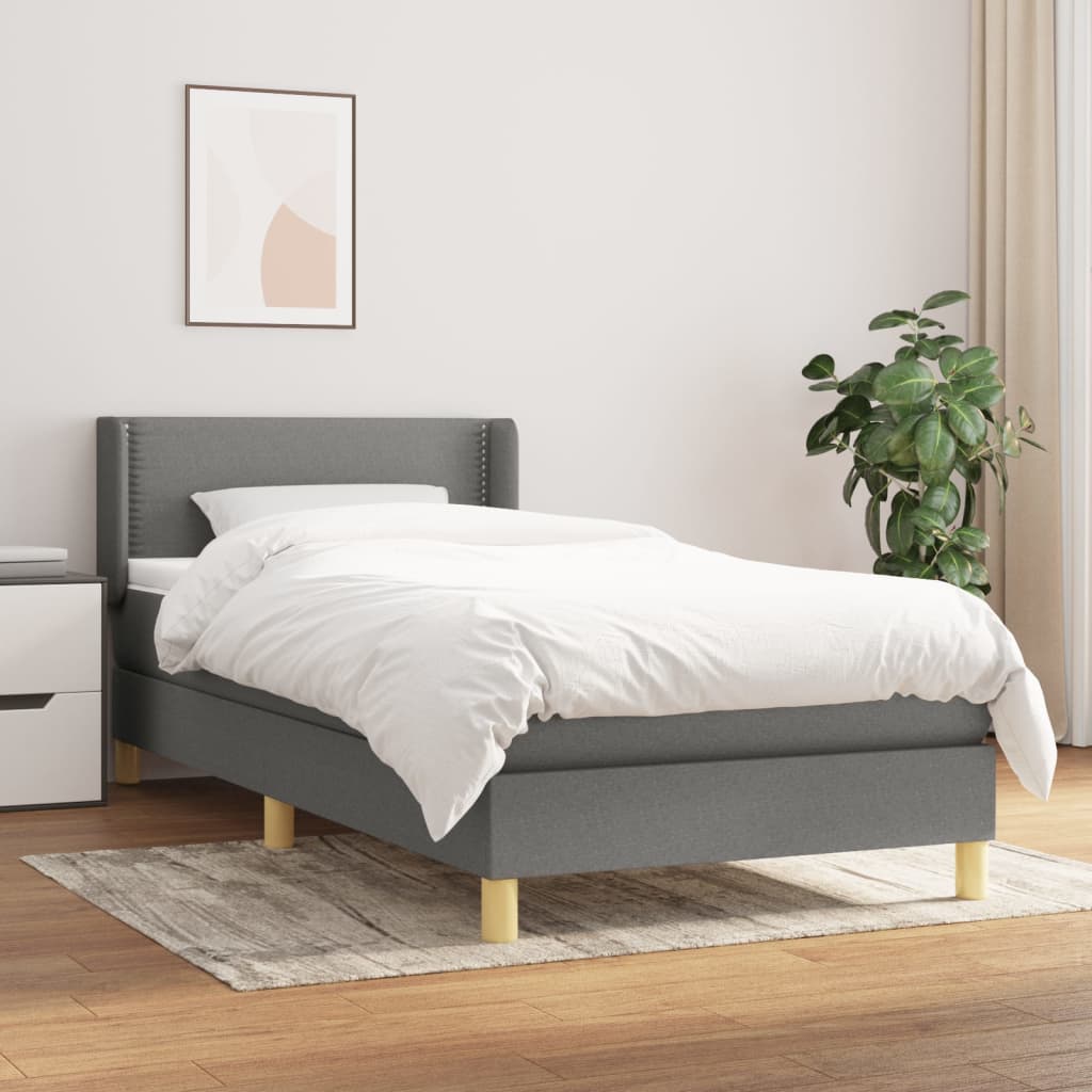 Boxspringbett mit Matratze Dunkelgrau 100×200 cm Stoff