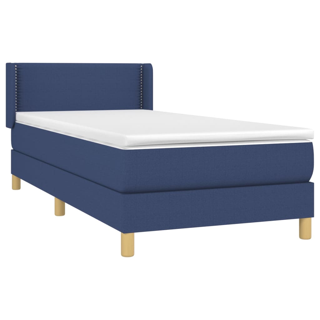 vidaXL Boxspring met matras stof blauw 100x200 cm