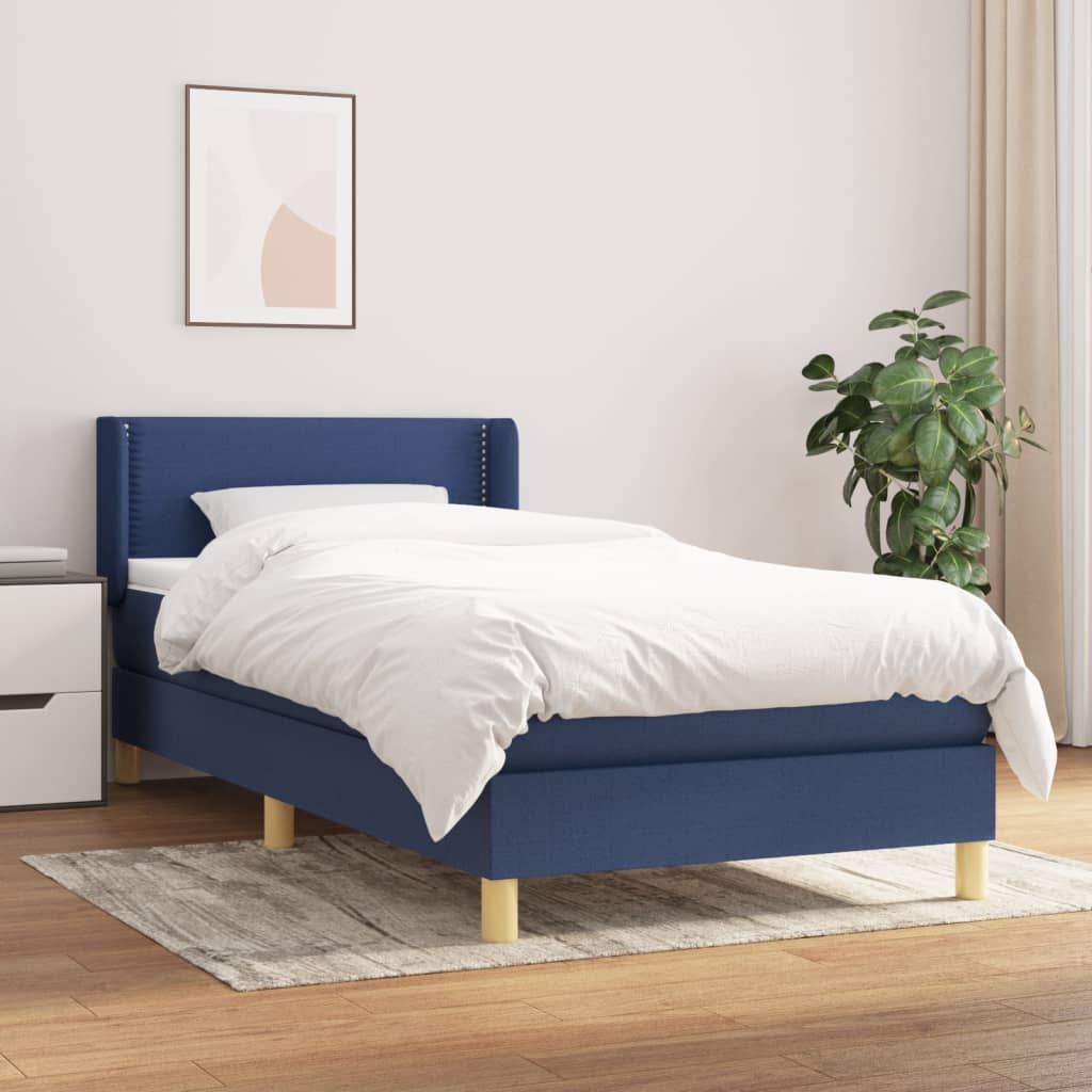 Lit à sommier tapissier avec matelas Bleu 100x200 cm Tissu