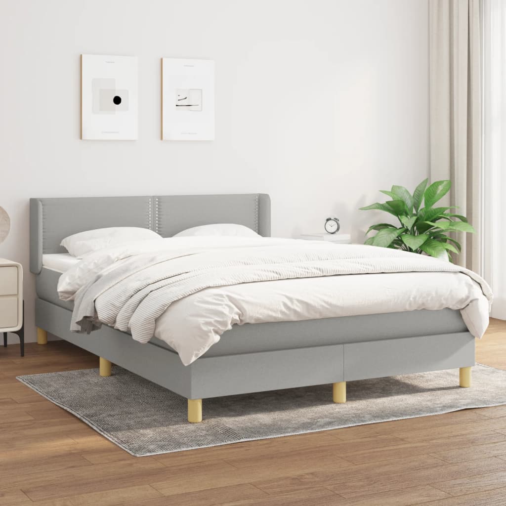 Boxspringbett mit Matratze Hellgrau 140×190 cm Stoff