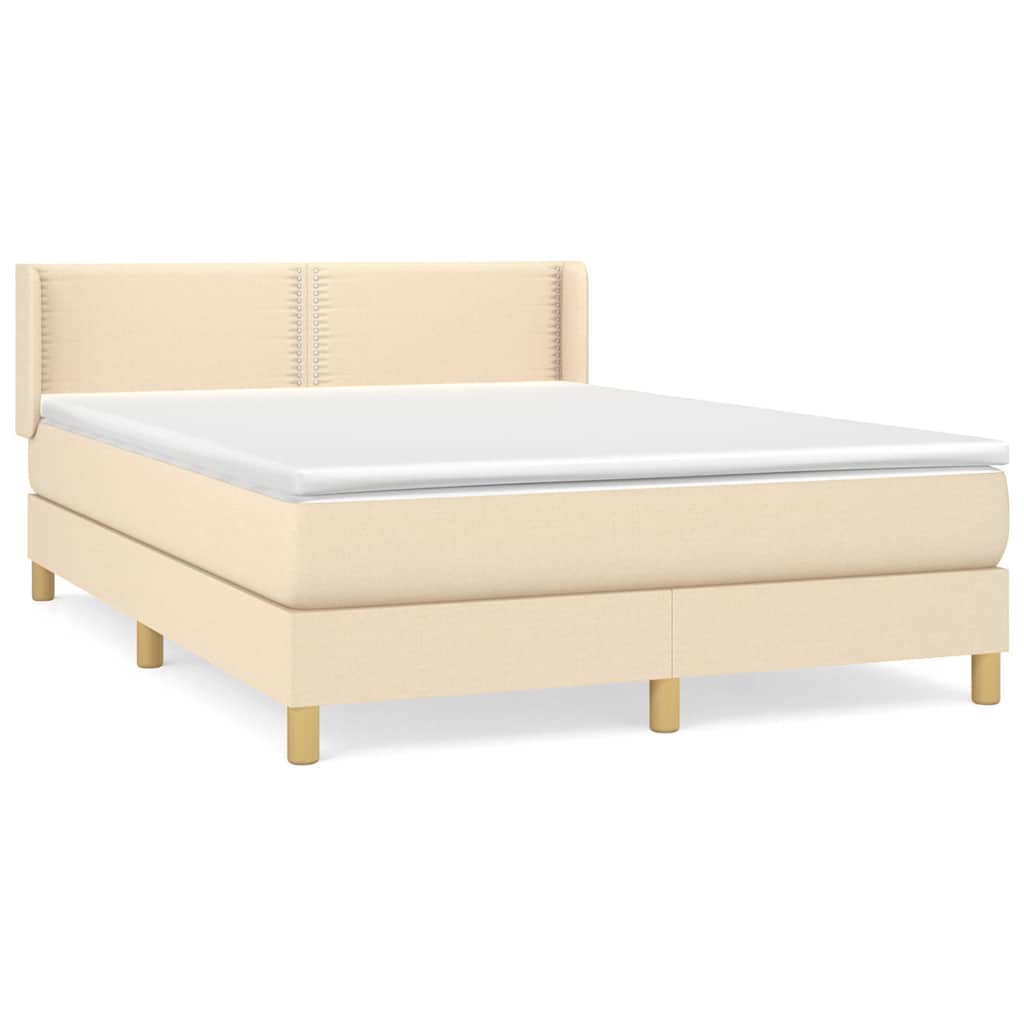 vidaXL Boxspring met matras stof crèmekleurig 140x190 cm, foto 3
