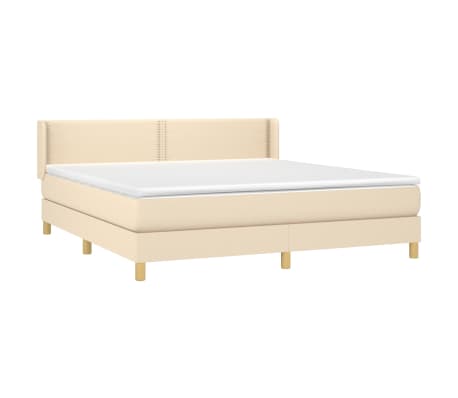 vidaXL Cama box spring con colch&oacute;n tela color crema 160x200 cm