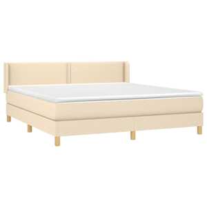 vidaXL Cama box spring con colch&oacute;n tela color crema 160x200 cm