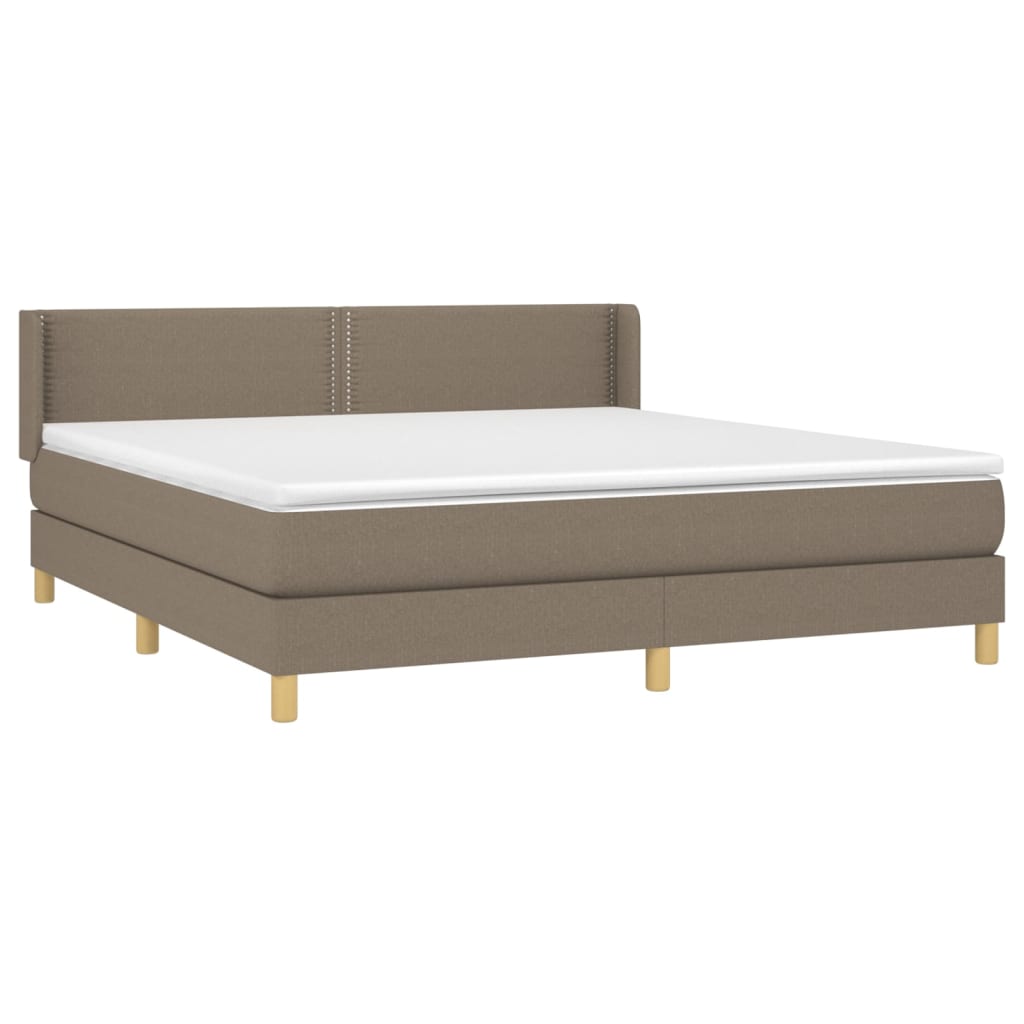vidaXL Boxspring met matras stof taupe 180x200 cm afbeelding