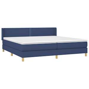 Box spring postel s matrací modrá 200x200 cm textil - obrázek 3
