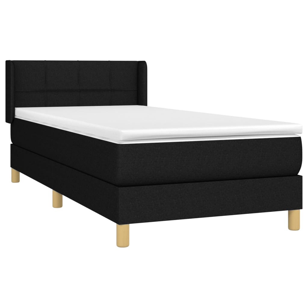 vidaXL Boxspring met matras stof zwart 90x200 cm afbeelding