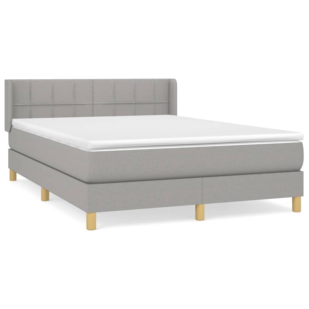 vidaXL Box spring posteljni z vzmetnico svetlo siv 140x190 cm blago