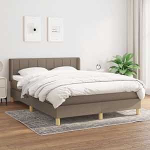 Box spring postelja z vzmetnico taupe 140x190 cm blago