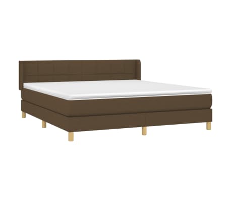 vidaXL Pat box spring cu saltea, maro &icirc;nchis, 160x200 cm, textil