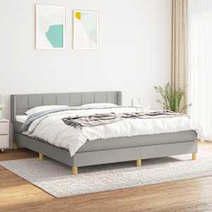 Box spring postel s matrací světle šedá 180 x 200 cm textil - obrázek 1