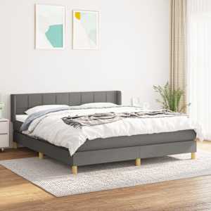 Box spring postel s matrací tmavě šedá 180x200 cm textil - obrázek 1