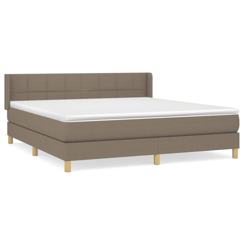 vidaXL Box spring postelja z vzmetnico taupe 180x200 cm blago