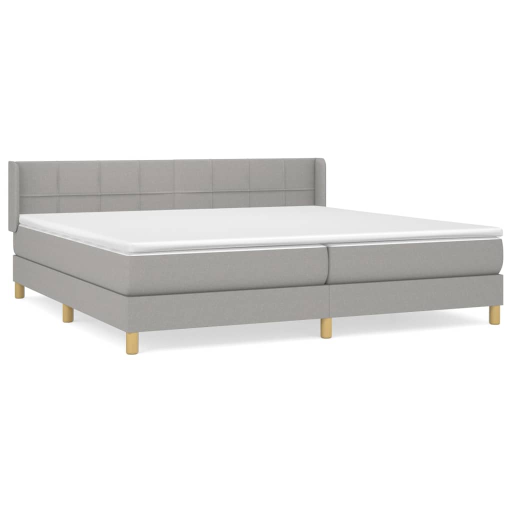 vidaXL Box spring postelja z vzmetnico svetlo siva 200x200 cm blago