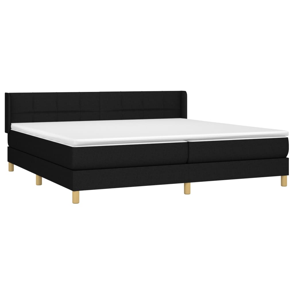 atsperu gultas rāmis ar matraci, melna audums, 200x200 cm | Stepinfit.lv