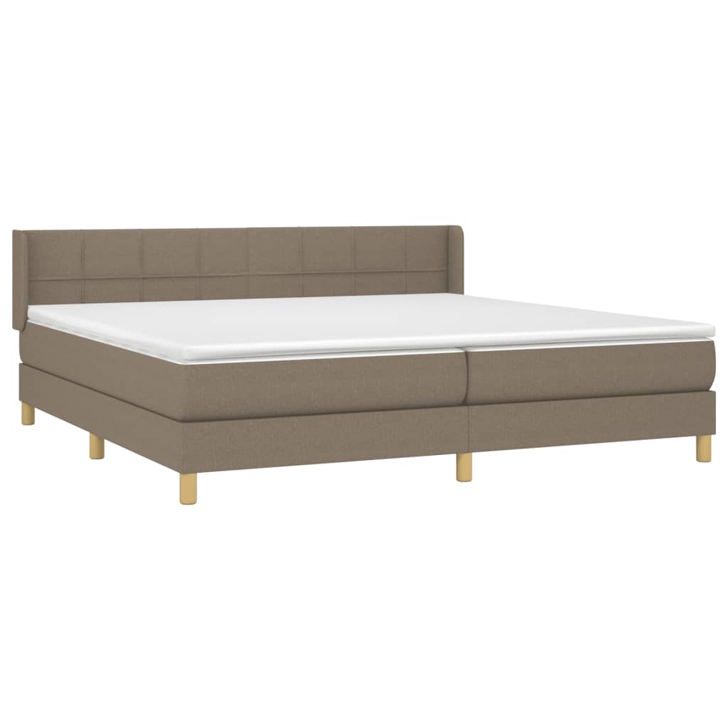 vidaXL Boxspring met matras stof taupe 200x200 cm afbeelding