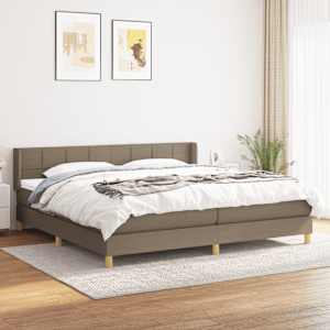 Box spring postelja z vzmetnico taupe 200x200 cm blago