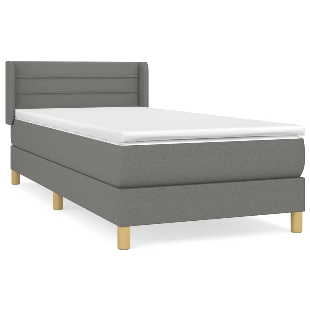 vidaXL Box spring postel s matrací tmavě šedá 90x190 cm textil