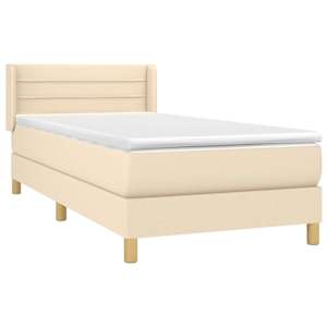 Box spring postel s matrací krémová 90x190 cm textil - obrázek 3