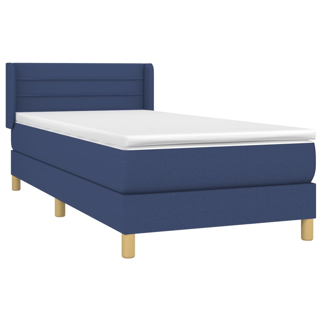 vidaXL Boxspring met matras stof blauw 90x190 cm afbeelding