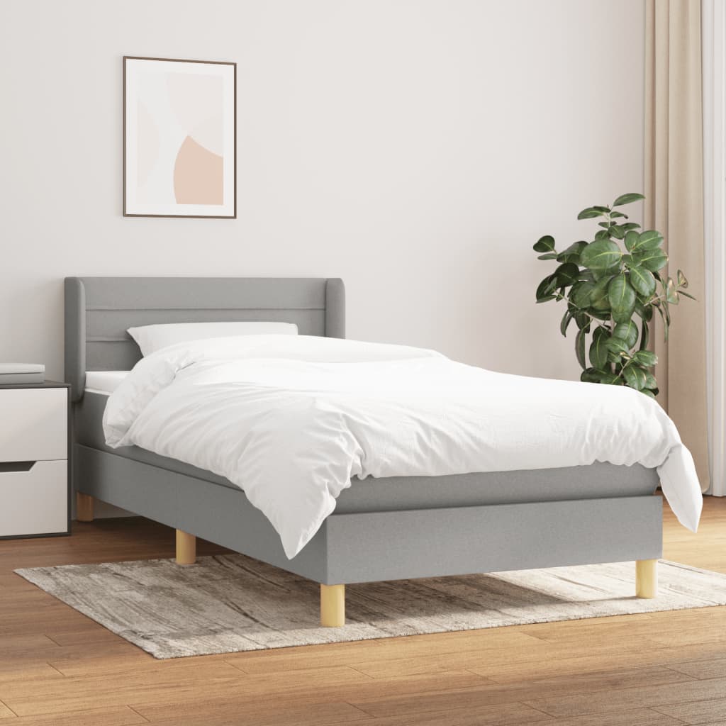 Lit à sommier tapissier avec matelas Gris clair 100x200cm Tissu