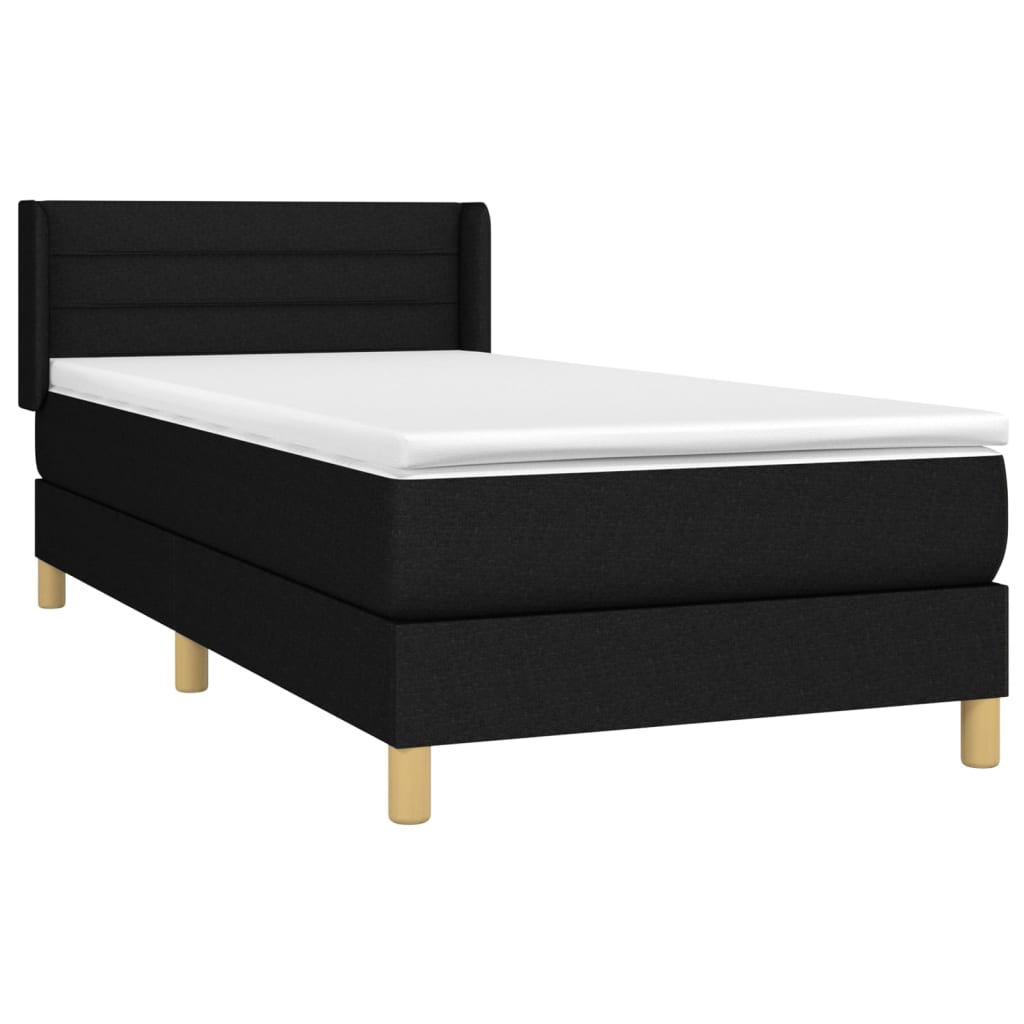 vidaXL Boxspring met matras stof zwart 100x200 cm afbeelding
