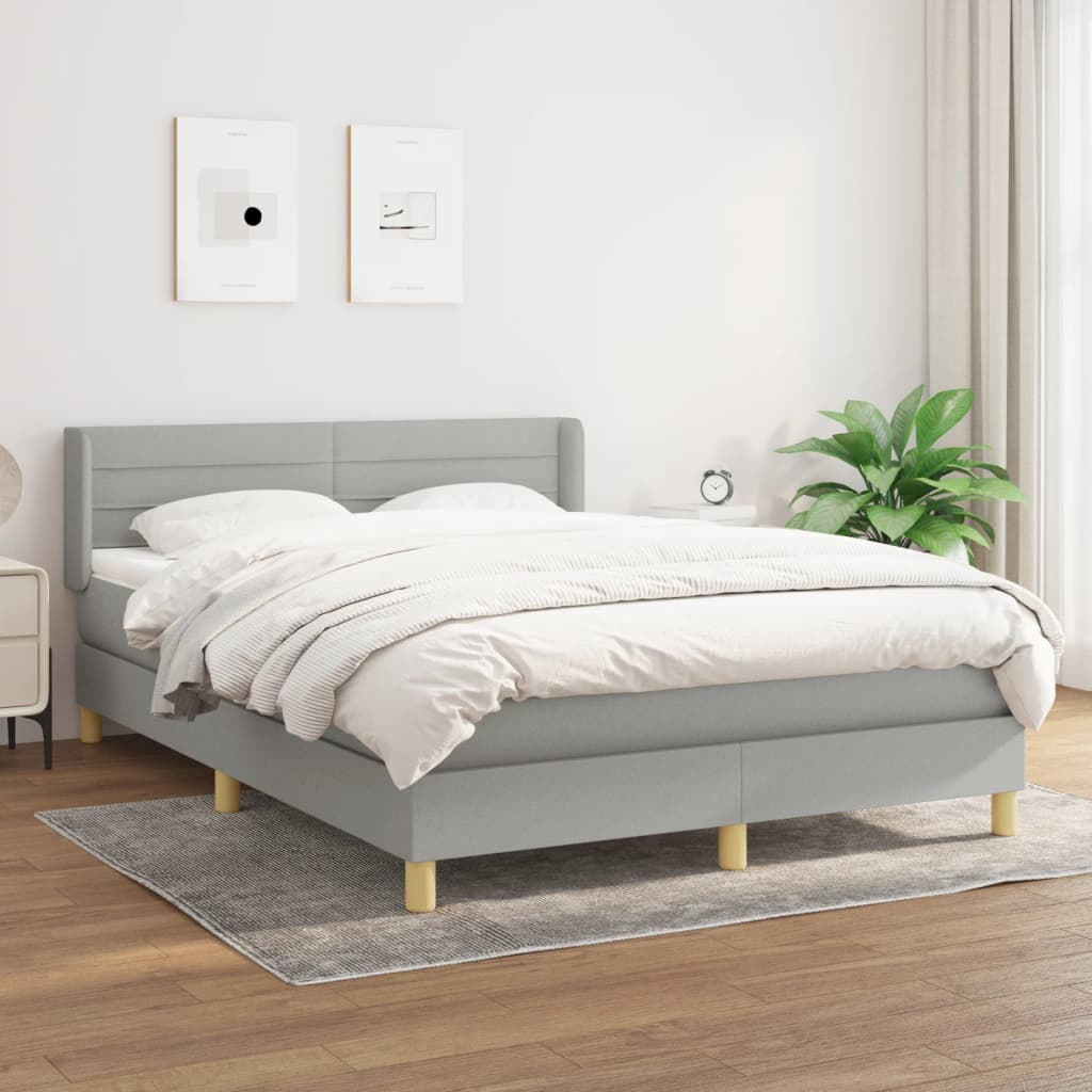 Boxspringbett mit Matratze Hellgrau 140×190 cm Stoff