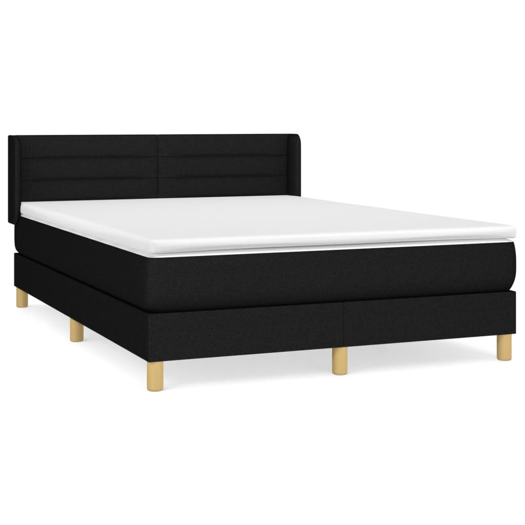 Thumbnail - vidaXL Boxspringbett mit Matratze Schwarz 140x200 cm Stoff