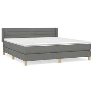 Box spring postel s matrací tmavě šedá 160x200 cm textil - obrázek 2