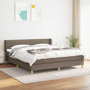 Box spring postelja z vzmetnico taupe 160x200 cm blago