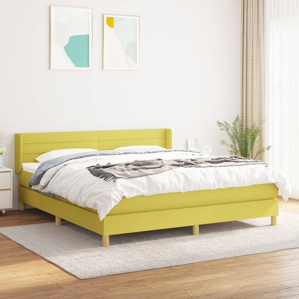 vidaXL Box spring postel s matrací zelená 160 x 200 cm textil