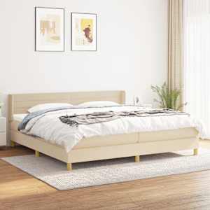 Box spring postel s matrací krémová 200x200 cm textil - obrázek 1