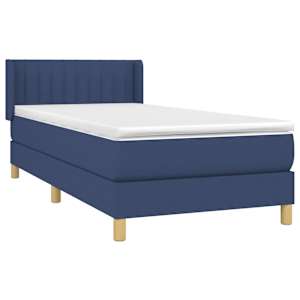 Box spring postel s matrací modrá 80x200 cm textil - obrázek 3
