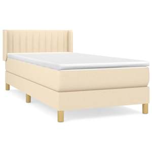 Box spring postel s matrací krémová 90x190 cm textil - obrázek 2