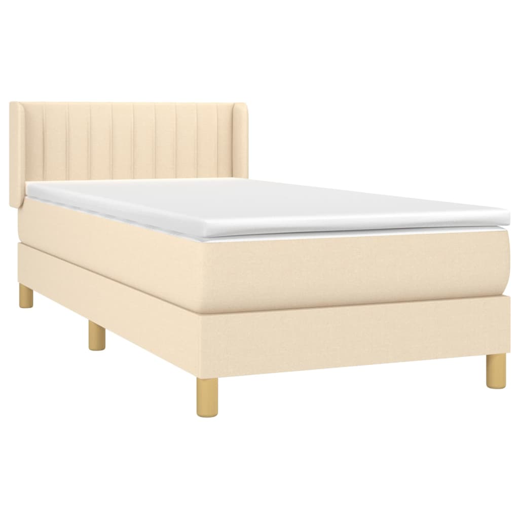 vidaXL Boxspring met matras stof crèmekleurig 90x190 cm afbeelding