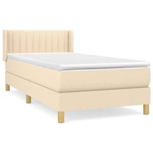 Box spring postel s matrací krémová 100 x 200 cm textil - obrázek 2