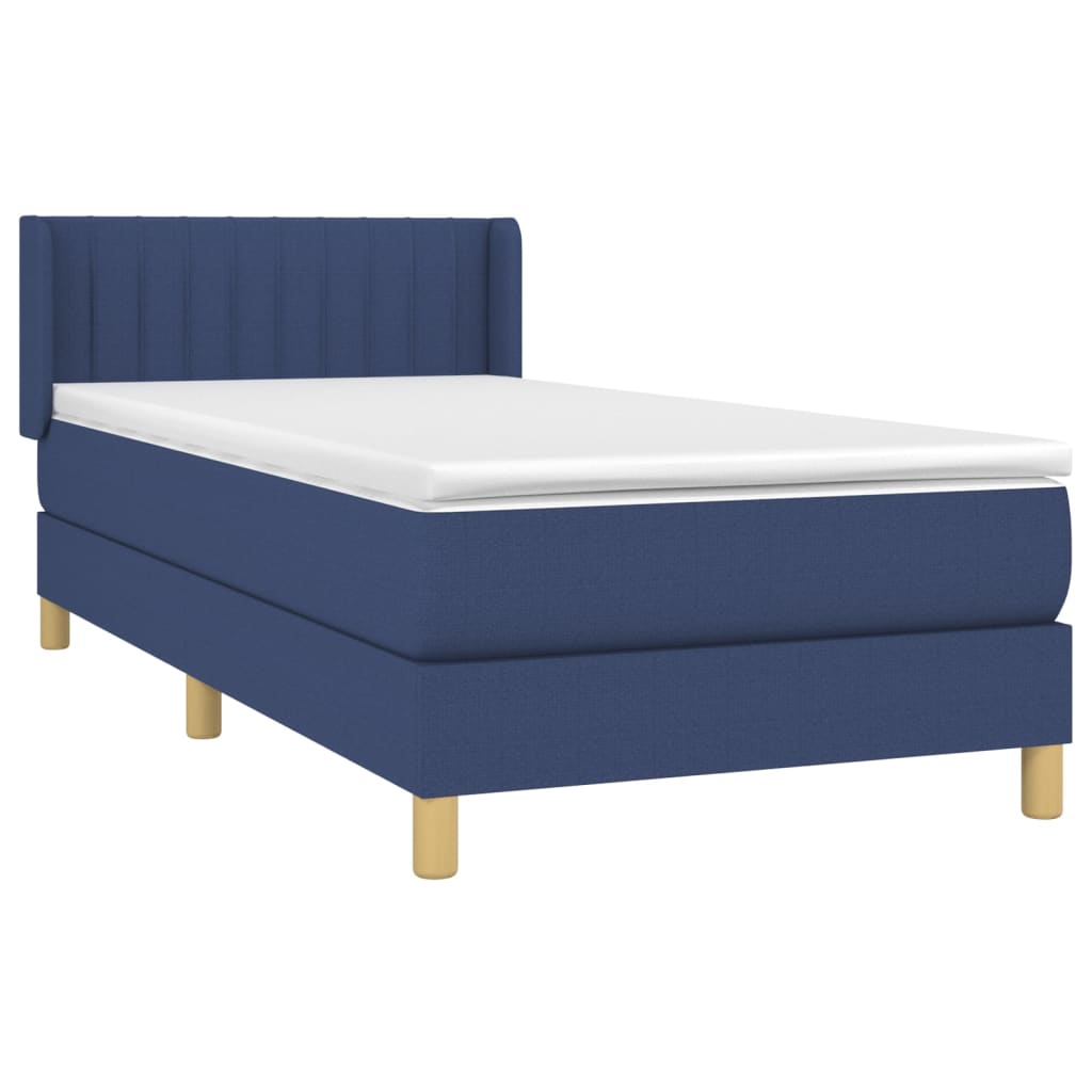 vidaXL Boxspring met matras stof blauw 100x200 cm