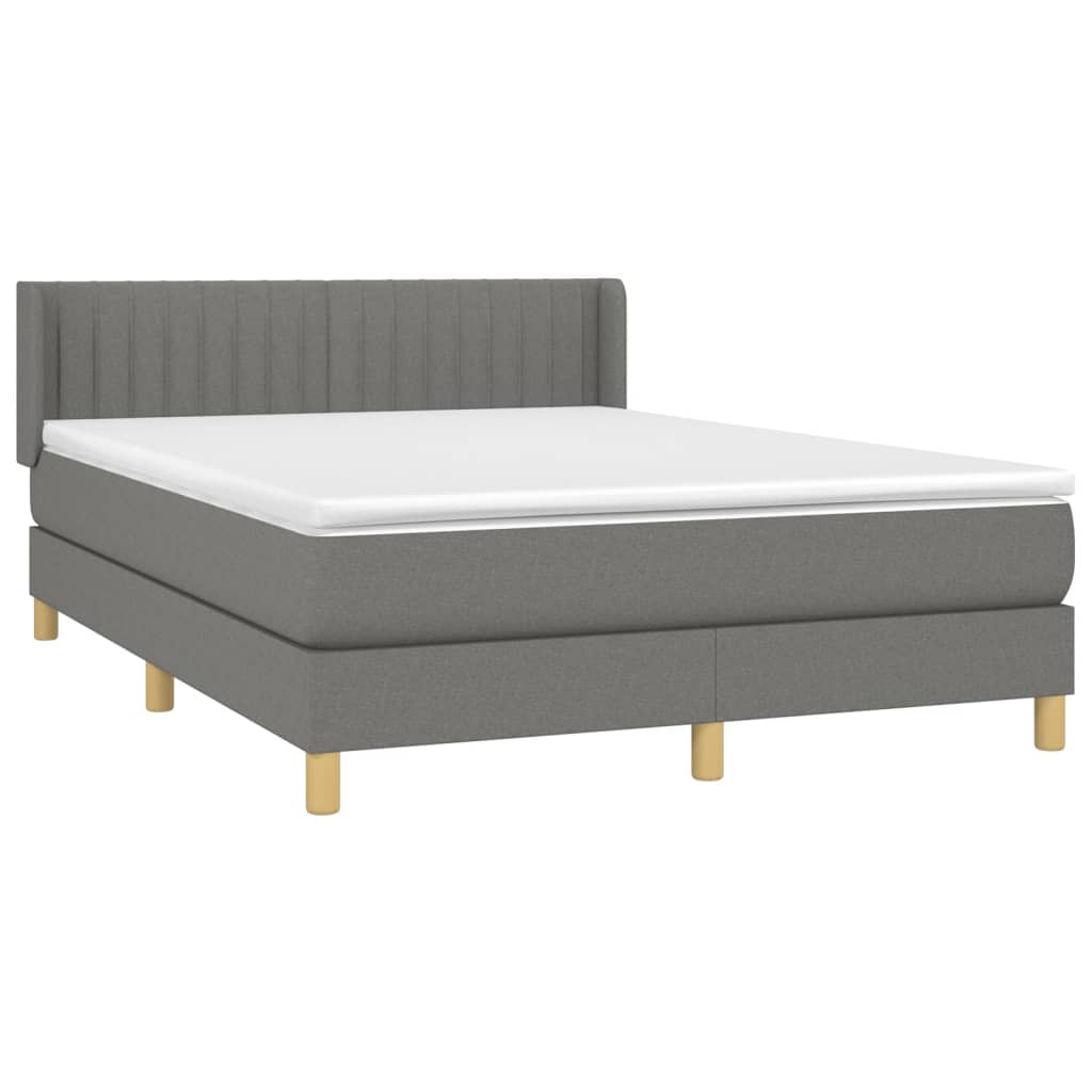 vidaXL Boxspring met matras stof donkergrijs 140x190 cm afbeelding
