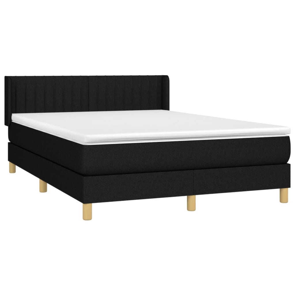vidaXL Boxspring met matras stof zwart 140x200 cm afbeelding