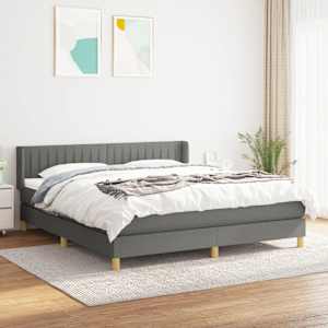 Box spring postel s matrací tmavě šedá 160x200 cm textil - obrázek 1