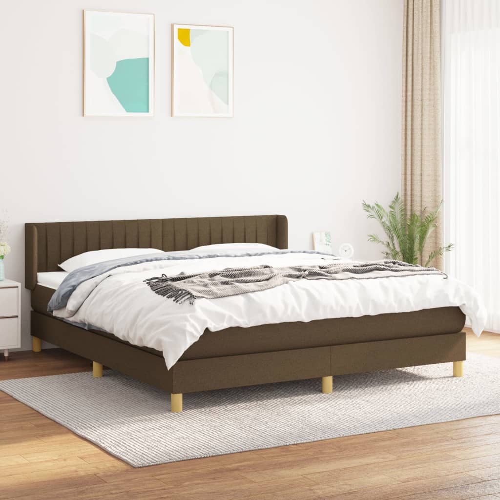 vidaXL Pat box spring cu saltea, maro închis, 160×200 cm, textil 160x200