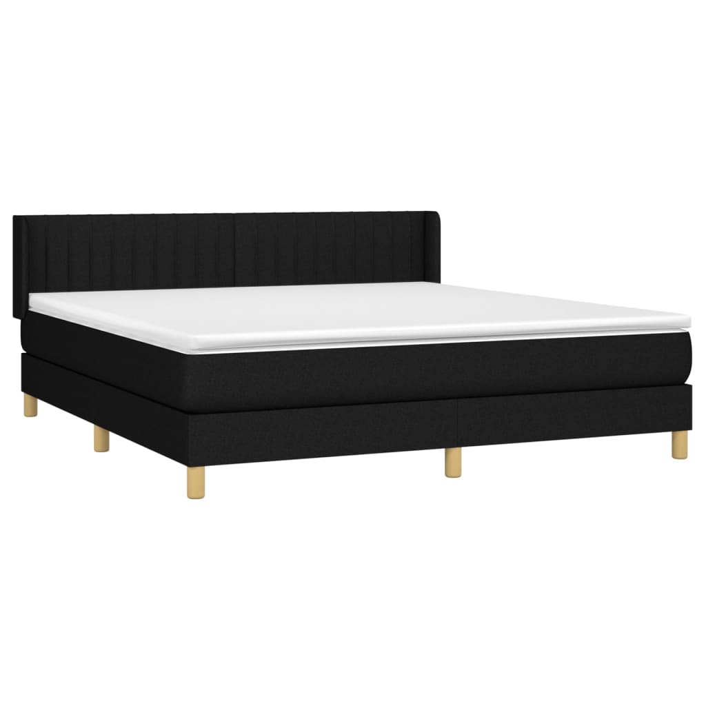 vidaXL Boxspring met matras stof zwart 180x200 cm afbeelding