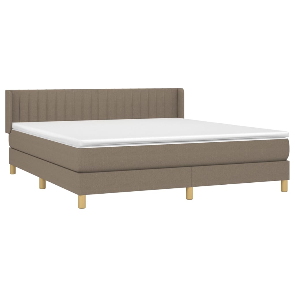 vidaXL Boxspring met matras stof taupe 180x200 cm afbeelding