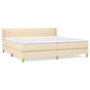 Box spring postel s matrací krémová 200x200 cm textil - obrázek 2
