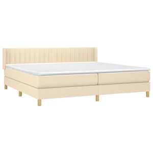 Box spring postel s matrací krémová 200x200 cm textil - obrázek 3