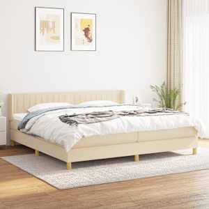 Box spring postel s matrací krémová 200x200 cm textil - obrázek 1
