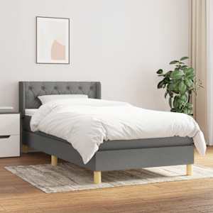 Box spring postel s matrací tmavě šedá 80 x 200 cm textil - obrázek 1