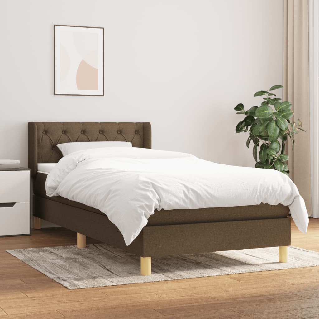 atsperu gultas rāmis ar matraci, tumši brūna, 80x200 cm, audums | Stepinfit.lv