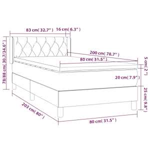 Box spring postel s matrací modrá 80x200 cm textil - obrázek 7