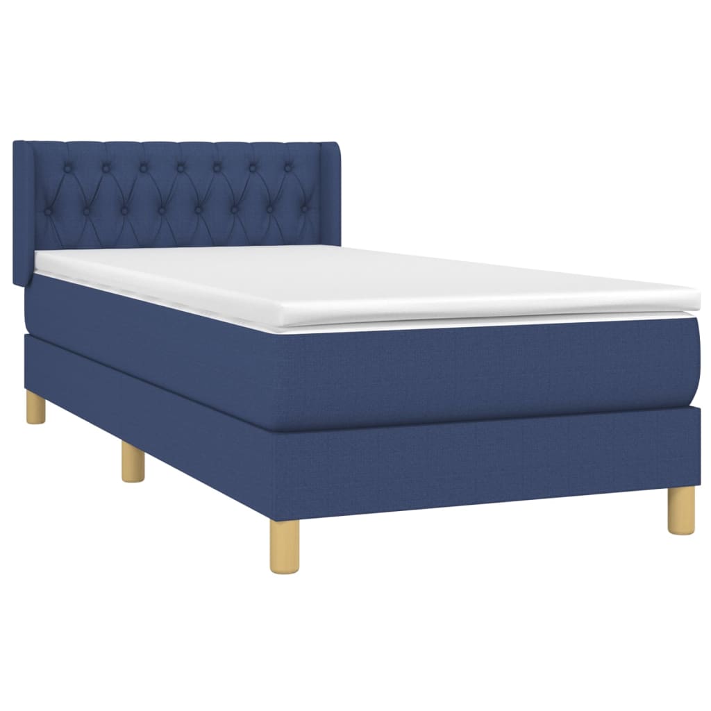 vidaXL Boxspring met matras stof blauw 100x200 cm